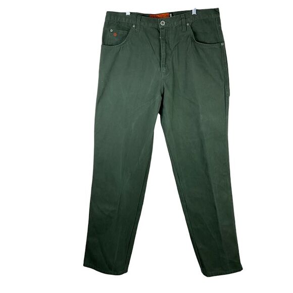 Jesse James Jeans Mens Ss 36x34 Green Utility Carpenter Work Fit 12 Ounce Canvas - Picture 1 of 7